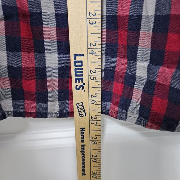 Ergo Flannel Shirt Mens Small Red Blue White Plaid Button Up 100% Cotton Outdoor - Picture 5 of 8